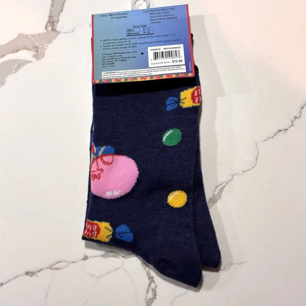 1-Pair Novelty Crew Socks Colorful Design - Sprite Double Bubble OR Tootsie Pops